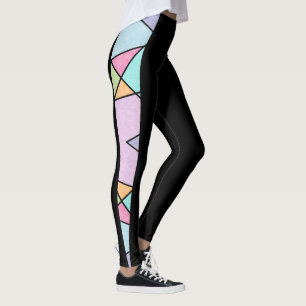 Legging Preto com cores Pastel Abstrato Geométrico Moderno