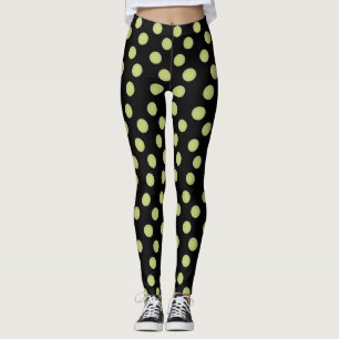 Legging Preto com pontos de polca verde-oliva