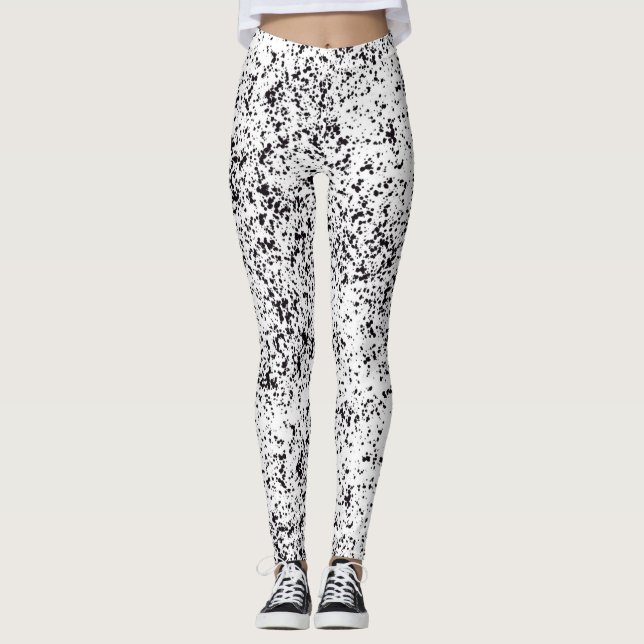 Legging Preto Dalmatian caneleiras manchadas (Frente)