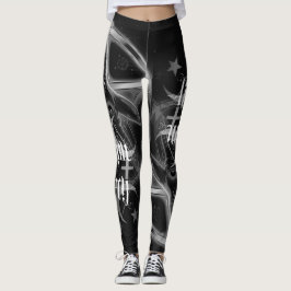 Legging preto das caneleiras do diabo do dobro do
