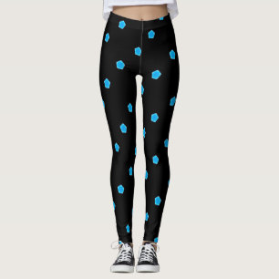 Legging preto de pentágonos azuis