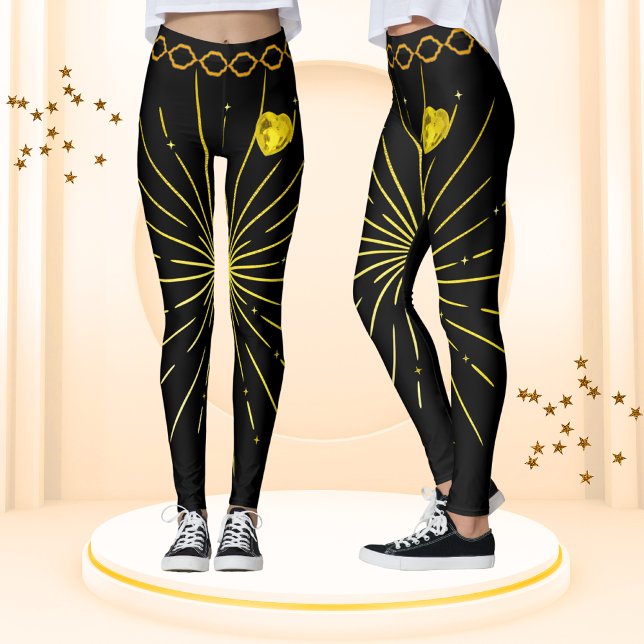 Legging Preto-Dourado-bonito e mulheres Na moda-africanas  (Criador carregado)