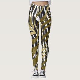 Legging Preto e Dourado Estampa de Zebra Safari Chic Glamo