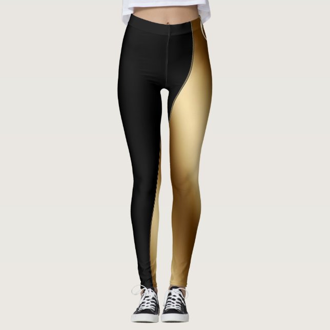 Legging Preto e ouro de dois tons (Frente)