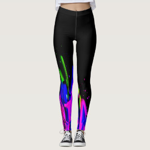 Legging Preto e verde cor-de-rosa claro