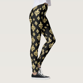 Legging Preto Elegante e Fleur-de-Lis Dourado | Mardi Gras