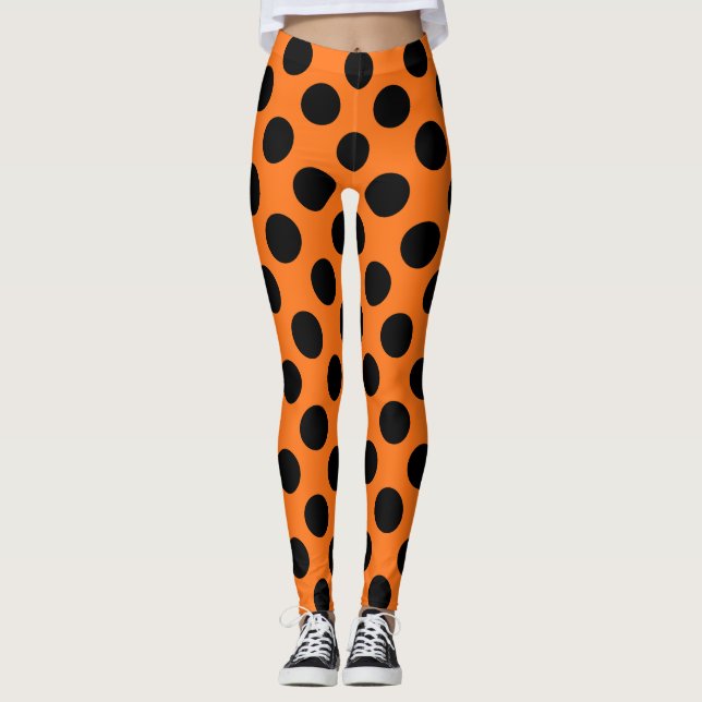 Legging Preto em Bolinhas de Grande Tamanho da Pumpkin (Frente)