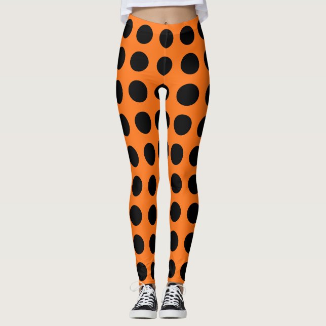 Legging Preto em Bolinhas de Grande Tamanho da Pumpkin (Frente)