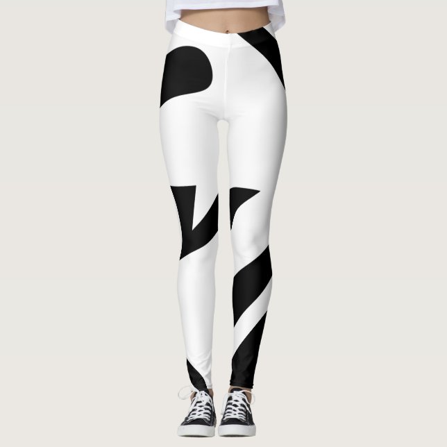 Legging Preto em Elegante Branco (Frente)