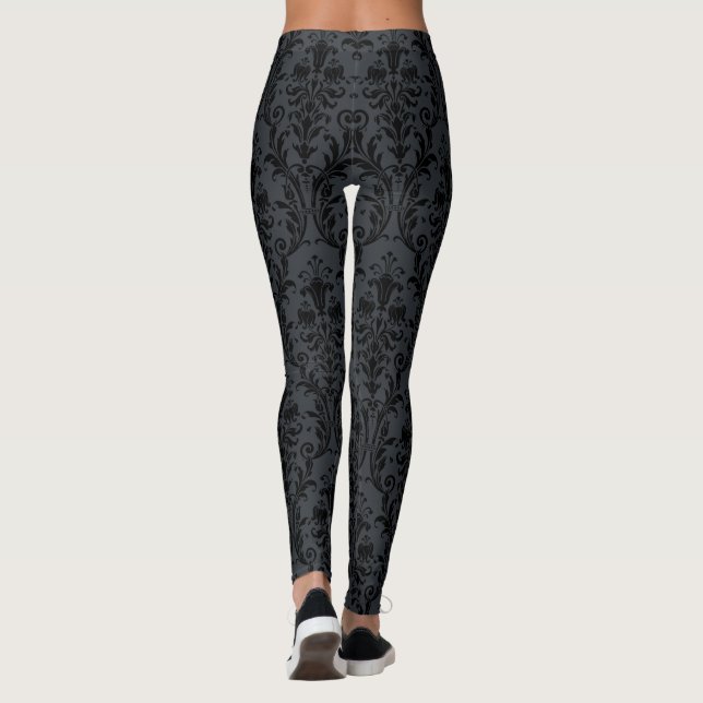Legging Preto em Preto Flores Dança Damásco (Verso)