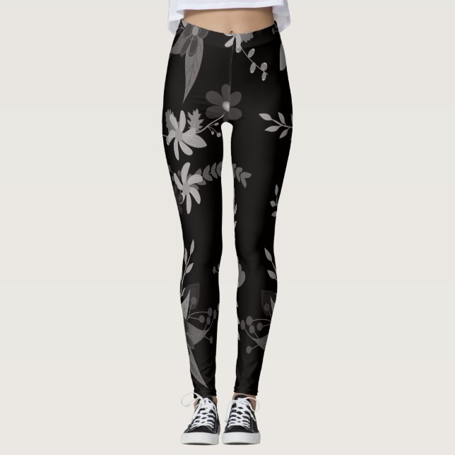 Legging preto floral (Frente)