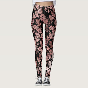 Legging Preto floral rosa lindo
