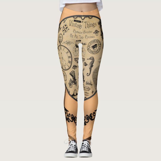 legging preto laranja bronzeado longo (Frente)