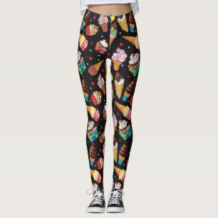 Legging Preto modelado lunático das caneleiras do sorvete