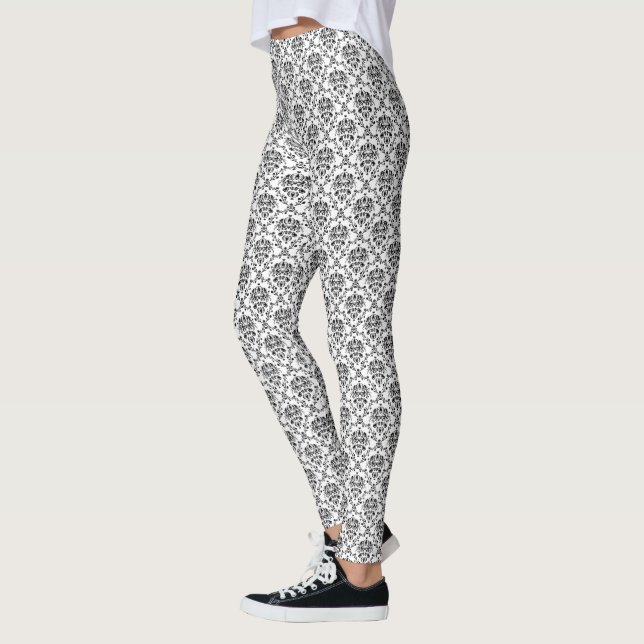 Legging Preto no damasco branco (Esquerda)