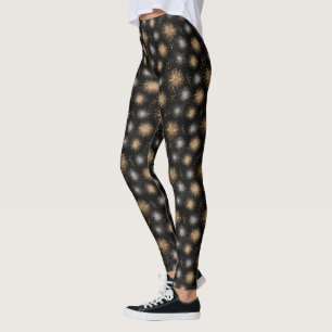 Legging Preto Prata Dourado Brilho
