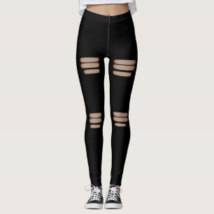 Legging Preto rasgado moderno falso