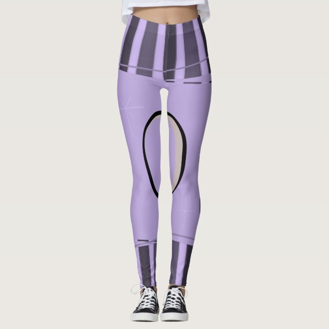 legging preto roxo feminino (Frente)