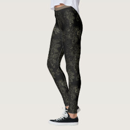 Legging Preto selvagem das coisas floral