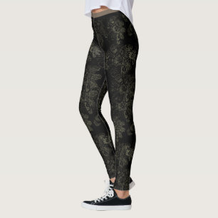 Legging Preto selvagem das coisas floral