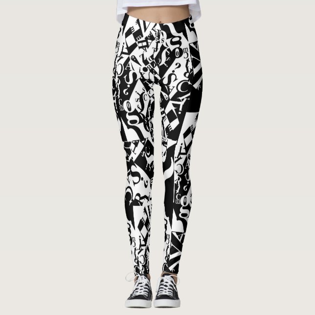 legging preto sobre branco sobre preto (Frente)