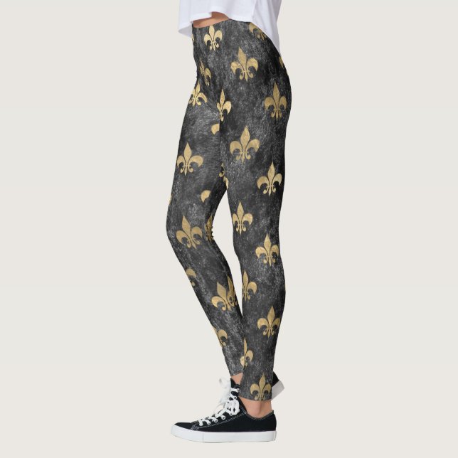 Legging Preto Velvet Fleur De Lis Mardi Orleans (Esquerda)