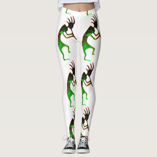 Legging preto verde do kokopelli