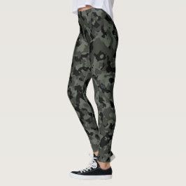 Legging Preto verde militar de Camo da camuflagem grande