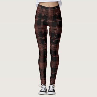 Legging Preto, Vermelho, Cores de Buccaneer Tartan; Padrão
