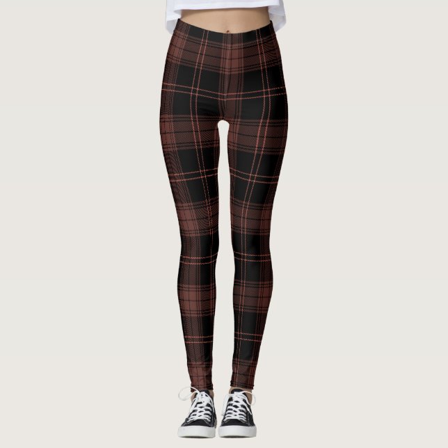 Legging Preto, Vermelho, Cores de Buccaneer Tartan; Padrão (Frente)