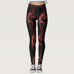 Legging preto vermelho do kokopelli