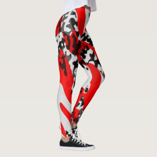 Legging Preto Vermelho e Branco