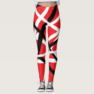 Legging Preto, Vermelho e Branco Gráfico