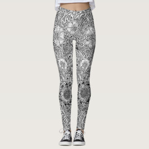 Legging Preto vintage branco Corncockle de William Morris