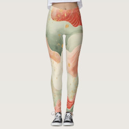 Legging Pretty Watercolor Swirls Red/Green/Gold design