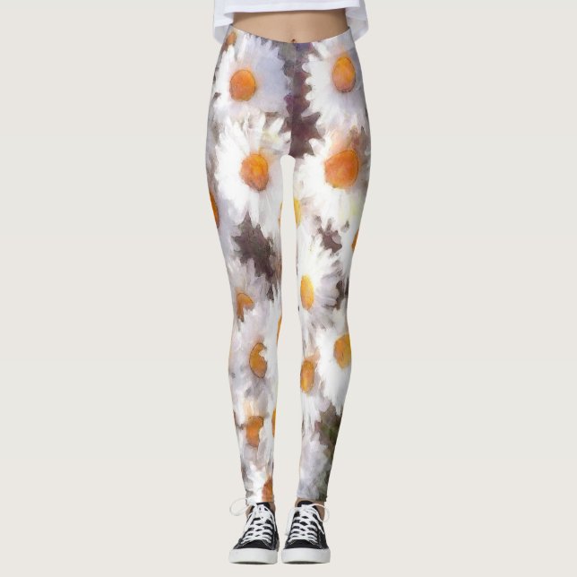 Legging Primavera Daisy Wildflower Watercolor (Frente)