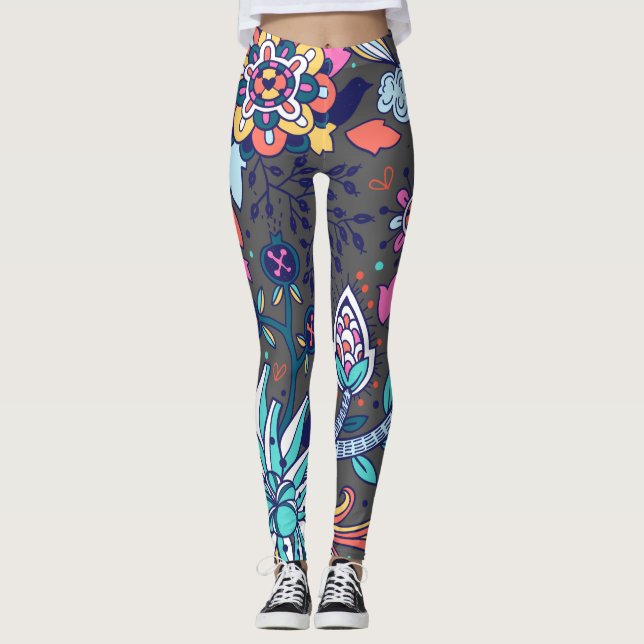 Legging Primavera De Padrões Invioláveis E Florais (Frente)
