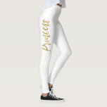 Legging Princesa Calças Brancas e Douradas Faux Foil Yoga<br><div class="desc">Tipografia de Foil Branca e Dourada e Calças de Ioga Coração. A Princesa Branca e Douradas Calças de Yoga são o presente perfeito para a princesa na sua vida.</div>