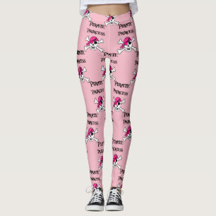 Legging Princesa do pirata com crânio cor-de-rosa