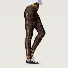 Legging Princesa Dourada Black Red Xadrez Tartan