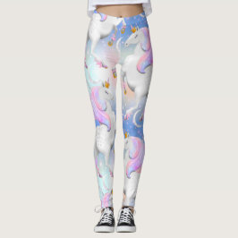 Legging Princesa Unicorn, Rosa e Noite Azul