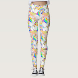 Legging Princesa Unicórnio de Estrelas e Arco-íris da Flor