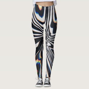 Legging Prisma de Arte de Linha Distorcida com Efeito Glit