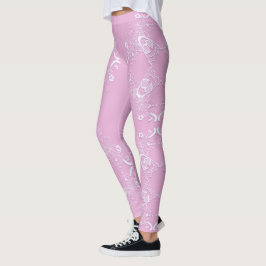 Legging Projeto cor-de-rosa retro floral do laço