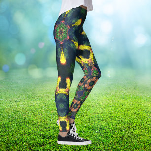 Legging Psicodélica Amarelo Verde e Azul