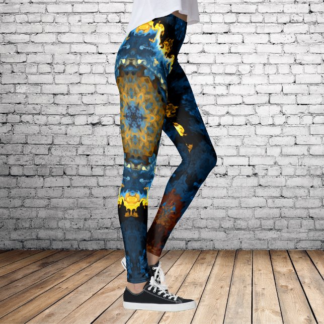 Legging Psicodélica Flor Azul Amarelo e Laranja (Criador carregado)