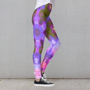 Legging Psicodélica Flor Roxo e Azul