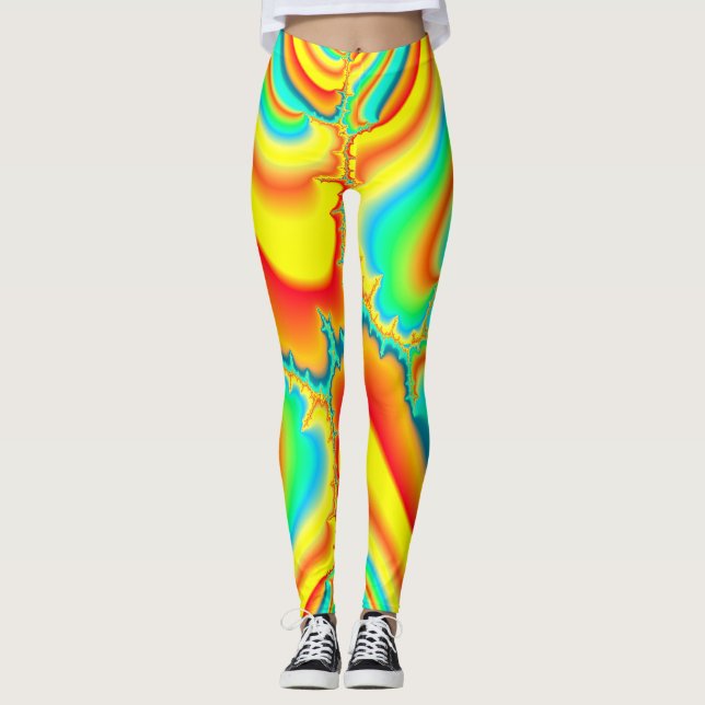 Legging Psicodélica fractal - colorido (Frente)
