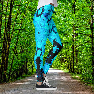 Legging Psicodélico Azul Hippie e Preto