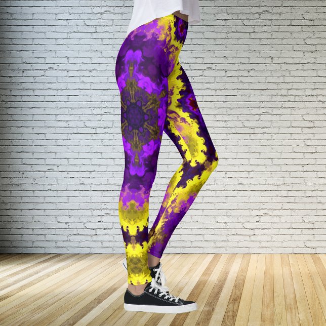 Legging Psicodélico Flor Amarelo e Puro de Mandala (Criador carregado)